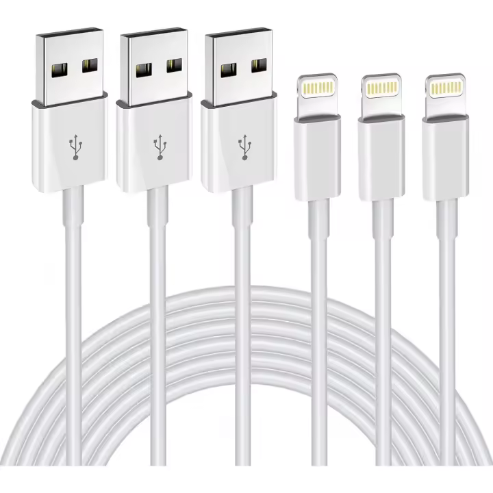 Cable cargador para iPhone (paquete de 3), 2 m (6,6 pies), certificado MFi, compatible con iPhone 11-14, XS, XR, X Pro Max, Mini, 8, 7, 6S Plus - 1