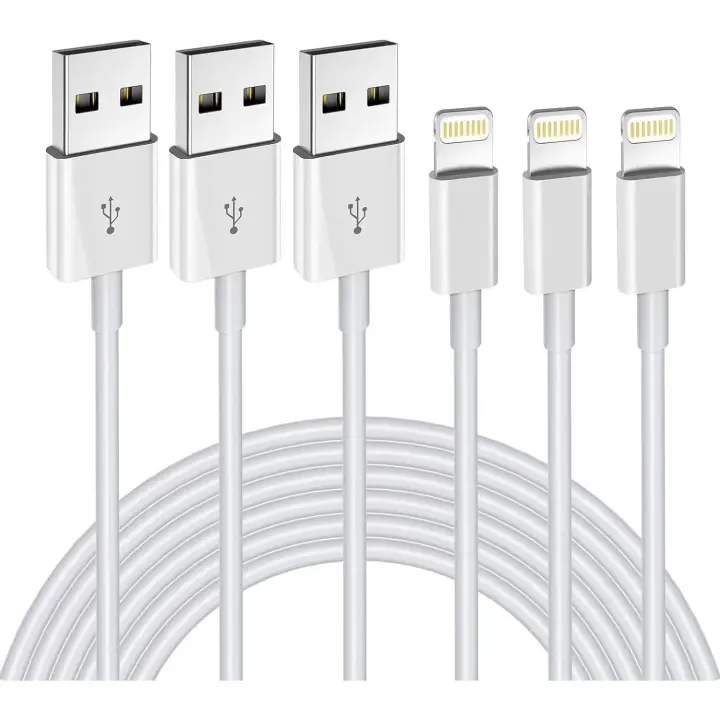 Cable cargador para iPhone (paquete de 3), 2 m (6,6 pies), certificado MFi, compatible con iPhone 11-14, XS, XR, X Pro Max, Mini, 8, 7, 6S Plus - 1