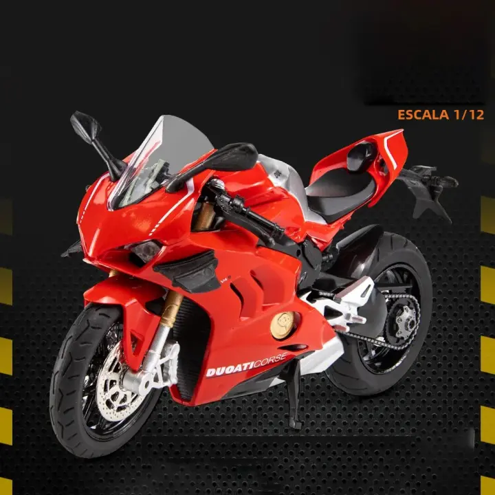Modelo De Motocicleta V4S Panigale a Escala 1/12 Juguete De Metal Con Sonido Y Luz Regalo De Cumpleaños O Navidad Para Niños Tamaño Aproximado 17.5*6.5*9CM - 1