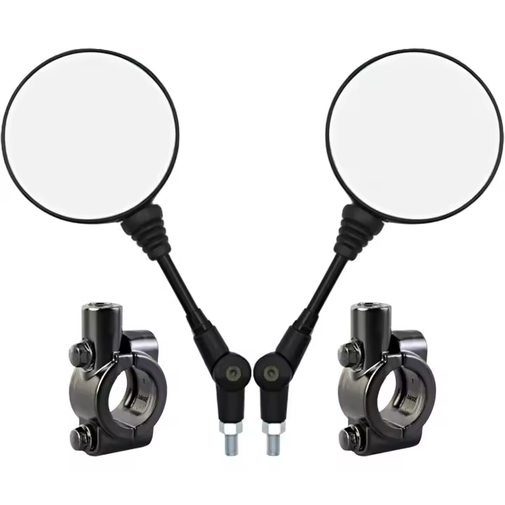 Espejo retrovisor para motocicleta, espejo redondo plegable universal con base de montaje de 10 mm para motocicletas, scooters y bicicletas. - 1