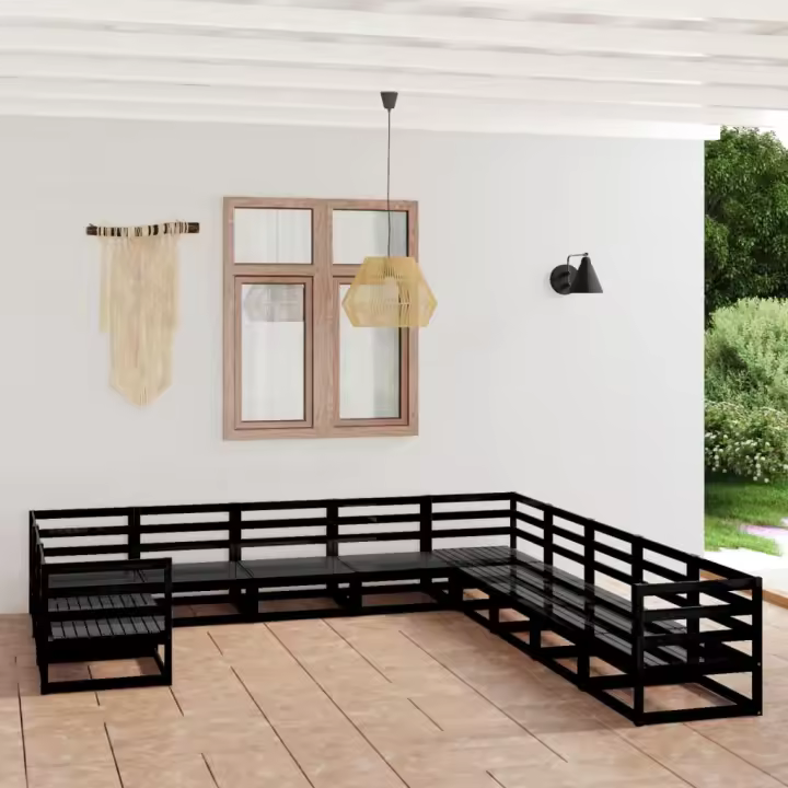 vidaXL Juego de muebles de jardín 11 piezas madera maciza de pino - 1