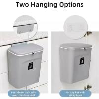 Cubo de basura montado en la pared para el hogar, papelera colgante de 7/9L con tapa para baño, accesorios de cocina - details 10