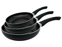 Juego de 3 Sartenes cocina Inducción ESTILO PIEDRA  | Revestimiento Antiadherente | Superficie Llana con Calentamiento Rápido y Uniforme | Mango Soft-Touch | Libre de PFOA | Modelos y Tamaños a Elegir Ø18/20/22/24/26/28/30 CM - Happy Friends - details 4