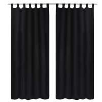 vidaXL 2 Cortinas Micro-Satinadas Trabillas Separador, 140 x 245 cm Color Crema,  Burdeos,  Negro y mas - details 2