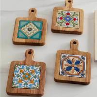 Tappetizes De Madera Estilo Japonés Creativos Antideslizantes Con Patrón Artístico Delineado Delicado Para Bebidas Tamaño Approx 10x10cm - details 4