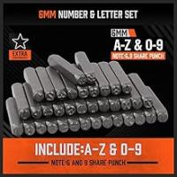 Kit de estampado de metal de 37 piezas, 6 MM (A-Z & 0-9) sellos de letras metalicas para manualidades, metal, cuero, madera, plástico, joyeria, punzones de grabado de números y letras para manualidades y artesania, EasySpeed - details 7