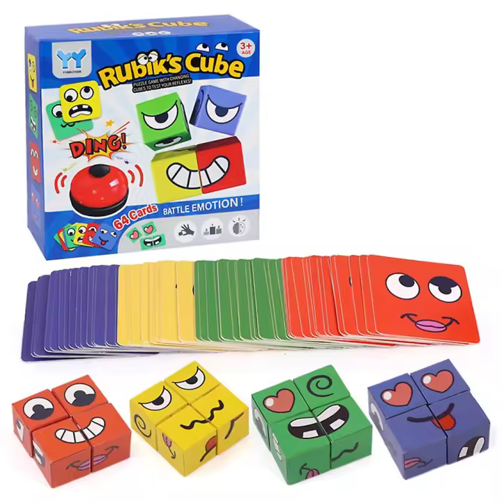 Cudos de construcción con expresiones, juego de combinación de Bloques que CAMBIO DE Cara, Juego para preparar El Pensamiento Lógico - 1