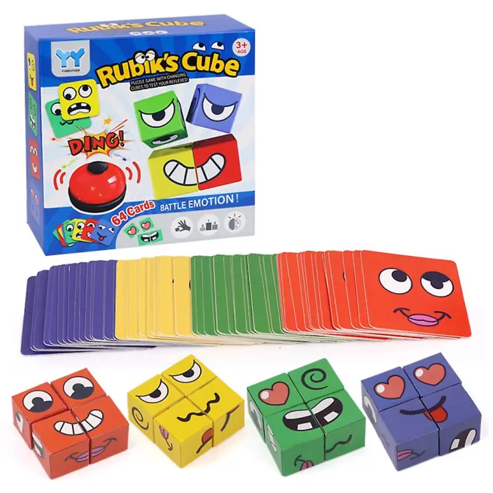 Cudos de construcción con expresiones, juego de combinación de Bloques que CAMBIO DE Cara, Juego para preparar El Pensamiento Lógico - 1