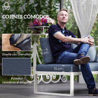Outsunny Conjunto de Muebles Jardín Exterior de 4 Piezas Sofá Exterior Seccional Forma de L con 2 Sofás de 2 Plazas Sofá de Esquina con Asiento Ajustable y Mesa Centro de DPC con Cojines Beige y Gris - details 5