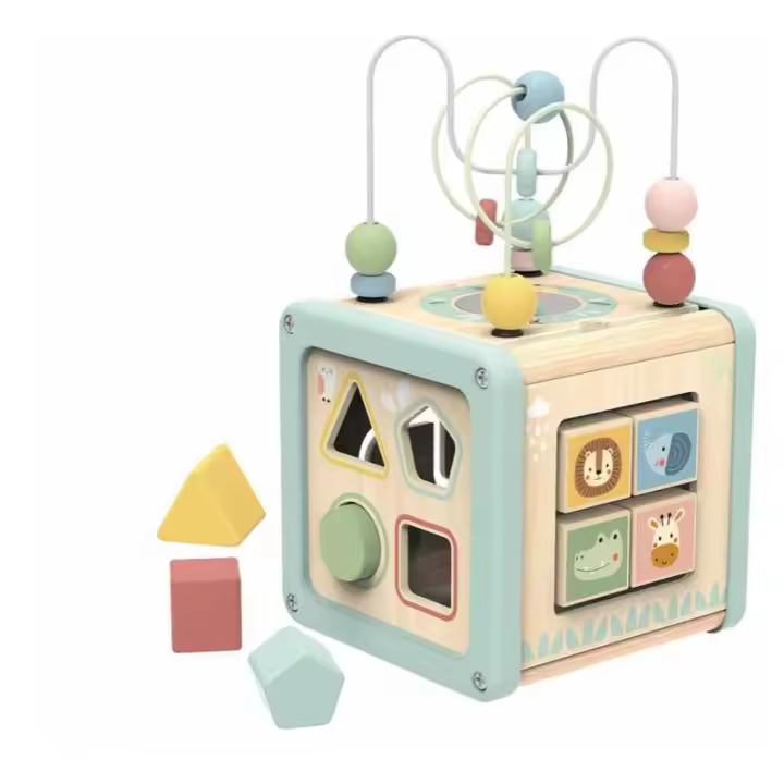 Cubo educativo de actividades infantil de madera con piezas - 1