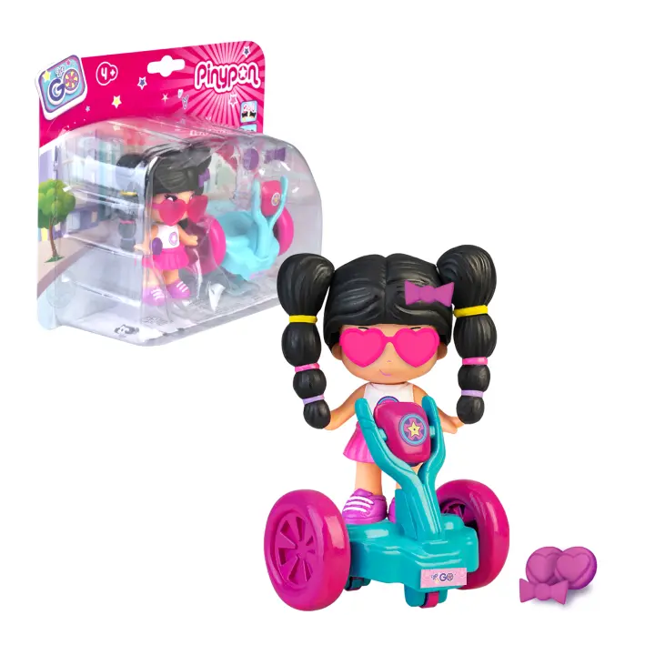 Pinypon, Let's Go, Segway, Set de Juguete, 1 Mini Figura de una muñeca Pop&Swap y un vehículo de Transporte, con Decoraciones flúor y 2 Accesorios, para niños y niñas Desde 4 años, Famosa (PNY23000) - 1