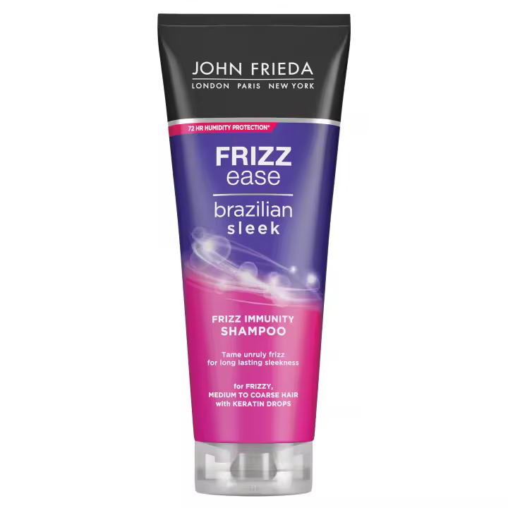 JOHN FRIEDA - Champú Brazilian Sleek 250 ml, Alisador y Antiencrespamiento, Resultado Liso y Brillante del Cabello Lacio, para Estilos Suaves y Elegantes - 1