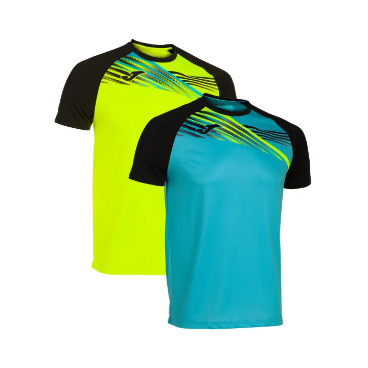 Pack de 2 Camisetas M/C Hombre Joma Elite X 103101 Túrquesa Flúor Negro y Amarillo Flúor Negro Ligera - 1