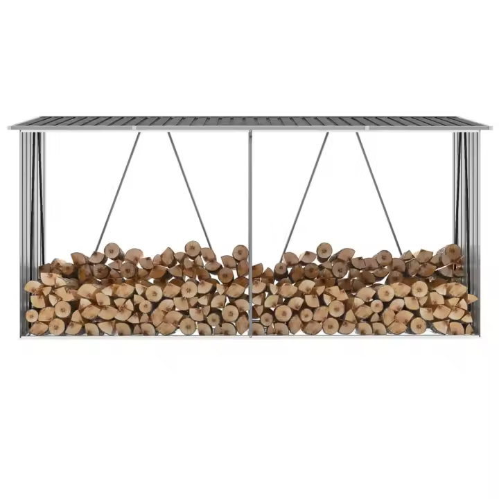vidaXL Casetilla leña acero galvanizado gris antracita 330x84x152 cm - 1