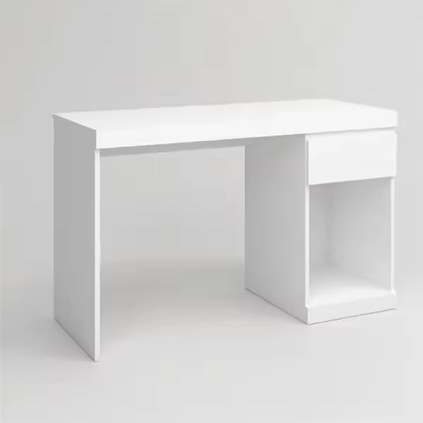 Escritorio Boro 1 cajón + hueco blanco mate 120x50 cm - 1