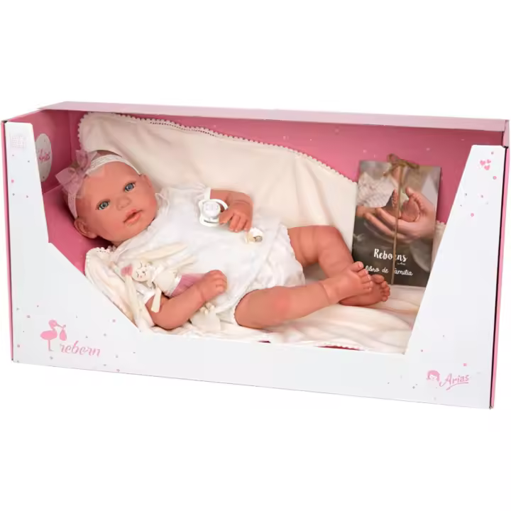 Muñeca Reborn Naroa de 45 cm con Manta y Muñequito, Bebé Realista con Extremidades de Vinilo y Cuerpo Blando Arias - 1