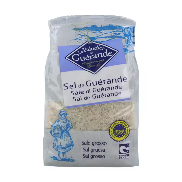 LE PALUDIER - Sal Gruesa Gris 1 kg, Sal Marina de Pantanos de Bretaña, para Uso Diario, Secado al Sol, Excelente Aderezo, para Cocinar o Curar Agua, sin Refinar, Alta Calidad, Libre de Químicos - 1