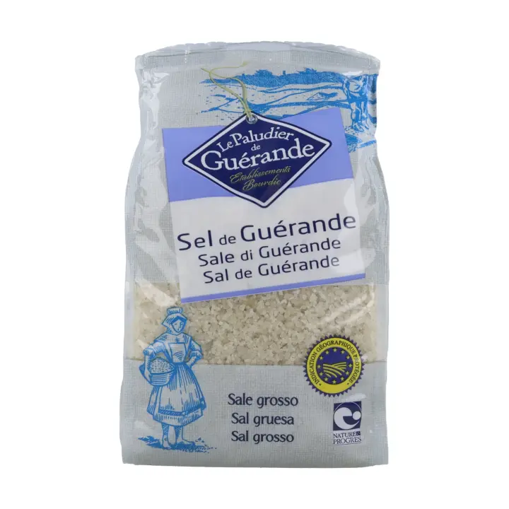 LE PALUDIER - Sal Gruesa Gris 1 kg, Sal Marina de Pantanos de Bretaña, para Uso Diario, Secado al Sol, Excelente Aderezo, para Cocinar o Curar Agua, sin Refinar, Alta Calidad, Libre de Químicos - 1