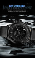 Reloj De Pulsera Masculino Negro 2024 Moda Multifuncional Con Dial De Timing Movimiento De Cuarzo Simulado Reloj Casual Plata Resistente Al Agua Y Shock - details 1