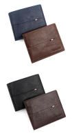 Cartera De Cuero PU De Alta Calidad Para Hombre Slim Con Cremallera Corta Portatarjetas Y Portafotos Monedero Simple Color Negro Café Marrón Azul - details 15