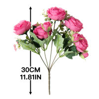 Bouquet De Flores Artificiales Rosa Peonía De Seda 30cm Decoración Para Bodas Casas Y Fiestas Regalo DIY Color Rosa - details 1
