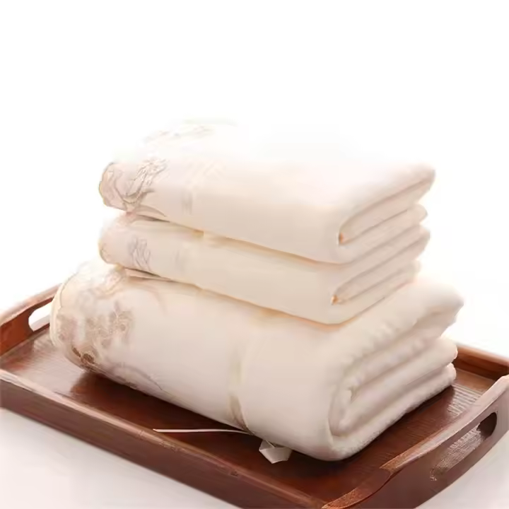 Juego De Toallas De Microfibra Bordadas 3 Piezas Toalla De Rostro 2 Piezas 75x35cm Y Toalla De Baño 1 Pieza 140x70cm Secado Rápido Para Baño - 1