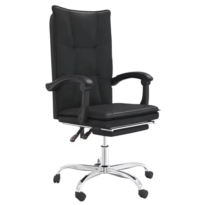 Silla de oficina reclinable de cuero sintético Negro - 1