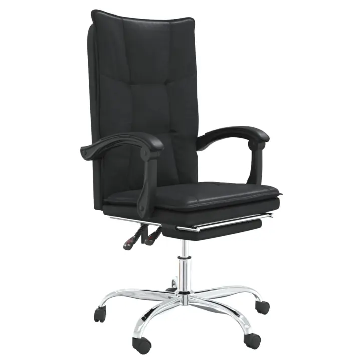 Silla de oficina reclinable de cuero sintético Negro - 1