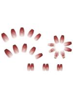 24PCS Set De Uñas Postizas Con Parches Gradiente Amor Manzana Bow See Photochromic Stereo Wear Resina Unisex Para Fiestas Y Uso Diario - details 2