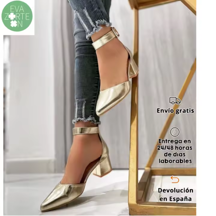Eva Zorteon - Zapatos de Tacón ancho con Tiras Traseras Mujer,Marca TULIPANO . - 1