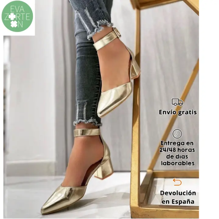 Eva Zorteon - Zapatos de Tacón ancho con Tiras Traseras Mujer,Marca TULIPANO . - 1