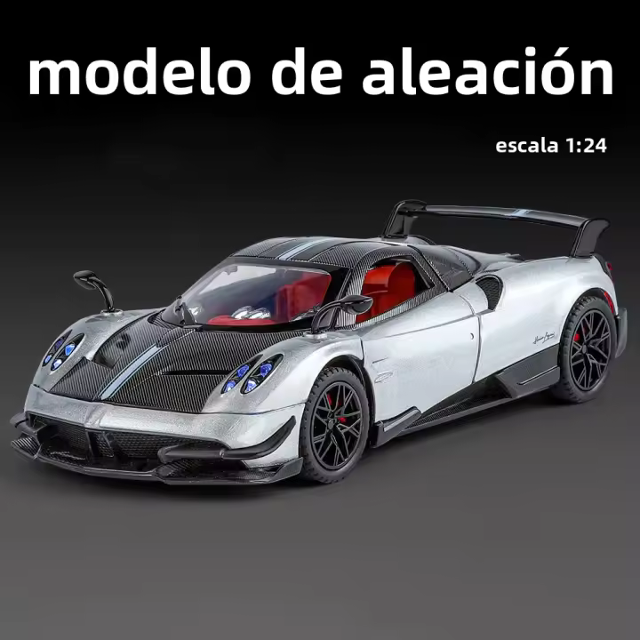 Modelo De Coche Deportivo PAGANI Huayra BC a Escala 1:24 Con Absorción De Choque Luz Y Sonido Vehículos Con Función Retroalimentación Regalo Para Niños Metal Verde Blanco Plateado - 1