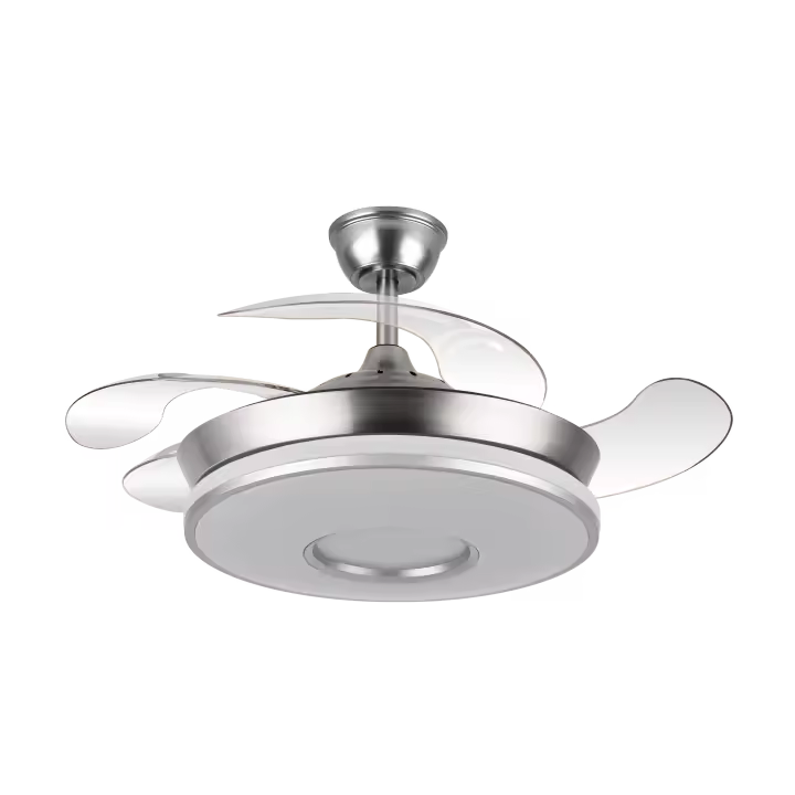 Ventilador de Techo Dc Dani 59w 6980lm Niquel 4aspas  desplegables 6vel 91d 3000-4000-6000k Remot+reg.intensidad+memori+tempor - 1