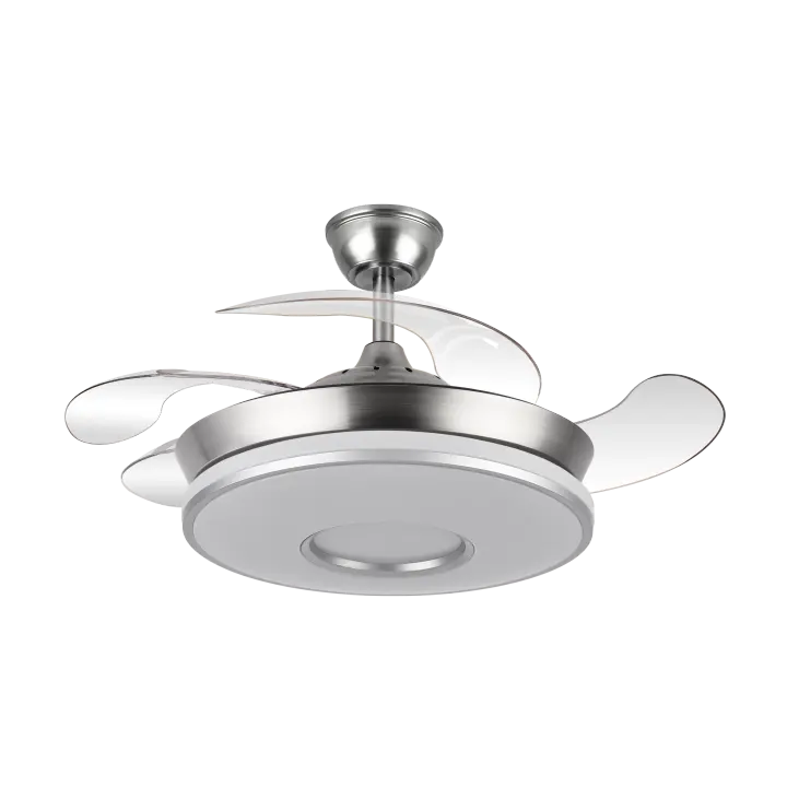Ventilador de Techo Dc Dani 59w 6980lm Niquel 4aspas  desplegables 6vel 91d 3000-4000-6000k Remot+reg.intensidad+memori+tempor - 1