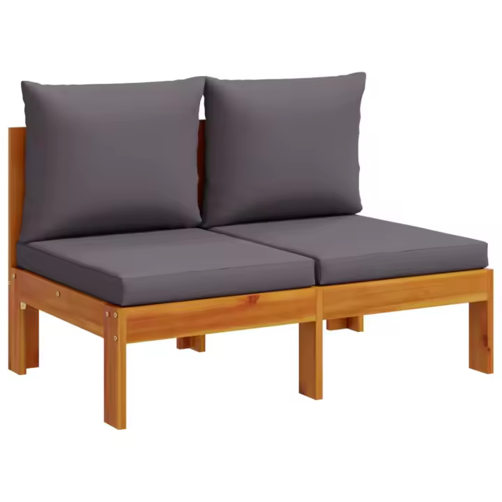 vidaXL Sofá jardín sin reposabrazos con cojines 2 plazas madera acacia Crema, Gris oscuro, Conjunto Terraza Muebles Jardín Exterior Juego de Muebles de jardín Mueble Jardín Exterior Muebles de Salon Exterior - 1