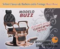 Sillón Clásico de Barbero hidráulico estilo Retro Vintage con reposapies integrado Modelo Buzz Rose color Negro - details 0