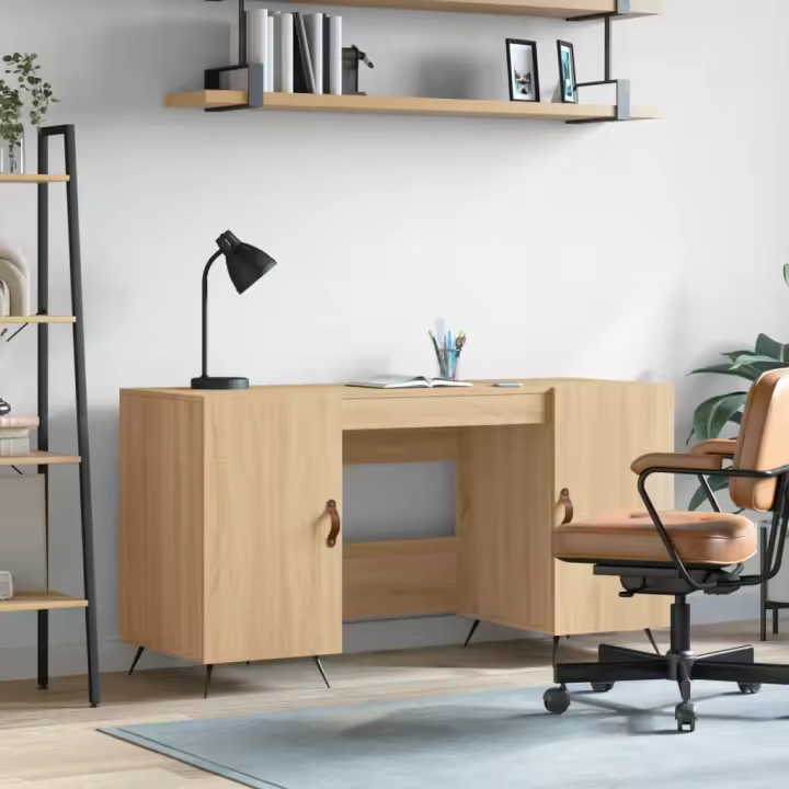 Mesa De Roble Sonoma 140x50x75 cm Madera Multicapa - 1