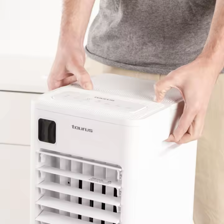 Taurus - Climatizador evaporativo R950 para hogar y oficina, 400 m³/h, 7 L depósito, 3 modos (normal/brisa/noche), temporizador 12 h, ruedas y contenedores de hielo - 1
