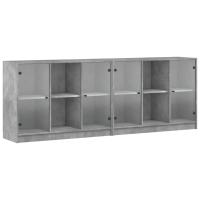 vidaXL Estantería con puertas madera de ingeniería 204x37x75 cm Blanco, Negro, Roble Sonoma Mueble Almacenaje Estantería para Oficina, Estudio, Dormitorio Estantería/Librería/ mueble de Almacenamiento - details 3