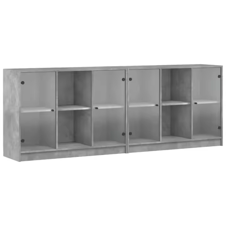 vidaXL Estantería con puertas madera de ingeniería 204x37x75 cm Blanco, Negro, Roble Sonoma Mueble Almacenaje Estantería para Oficina, Estudio, Dormitorio Estantería/Librería/ mueble de Almacenamiento - 1