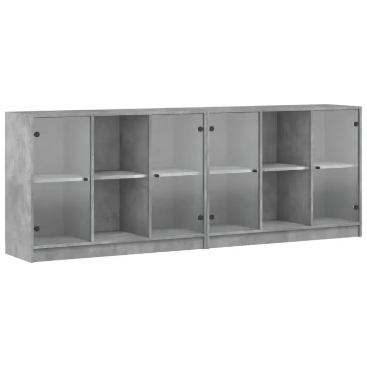 vidaXL Estantería con puertas madera de ingeniería 204x37x75 cm Blanco, Negro, Roble Sonoma Mueble Almacenaje Estantería para Oficina, Estudio, Dormitorio Estantería/Librería/ mueble de Almacenamiento - 1