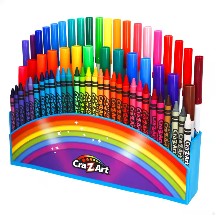 Cra-Z-Art - Set de colores, organizador pinturas, mide 28x5x32 cm, ceras, rotuladores, lavables, no tóxico, colores para pintar, cosas para escritorio, material escolar, papelería, maleta pinturas para niños, recomendado a partir de 3 años - 1
