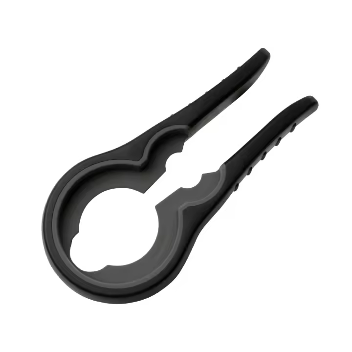 FACKELMANN Abre botellas - Abre botes - Abre tarros - Abre frascos, de polipropileno negro con la parte funcional en goma gris, 18cm, 1ud. - 1