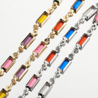 Cadena De Cristal Colorida De 1 Metro Para Fabricación De Joyas DIY Suministros De Metal Cuero Chino Tipo De Encaje De Collar - details 4