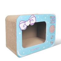 Waneka Rascador de Cartón para Gato TV Azul 42x24x31cm + Hierba Gatera - details 2