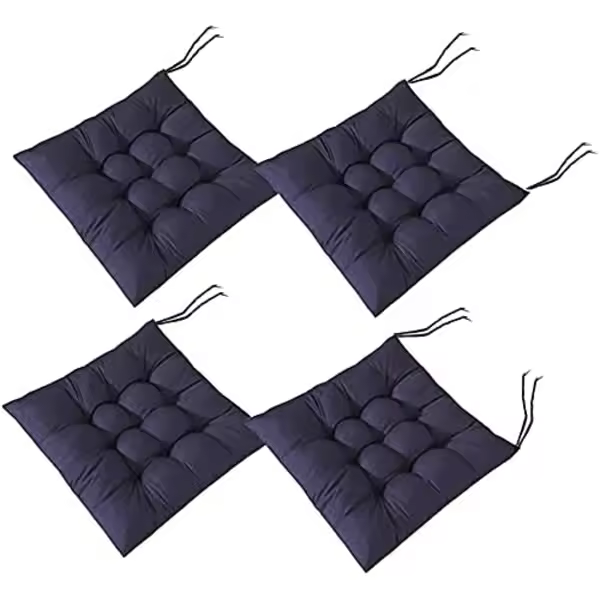 4 pcs Soft Chair Cushions, Chair Seat Cushions with Ribbon, Chair Cushions Dining Room for Garden Patio Kitchen Dining Area (40x40cm) - 1