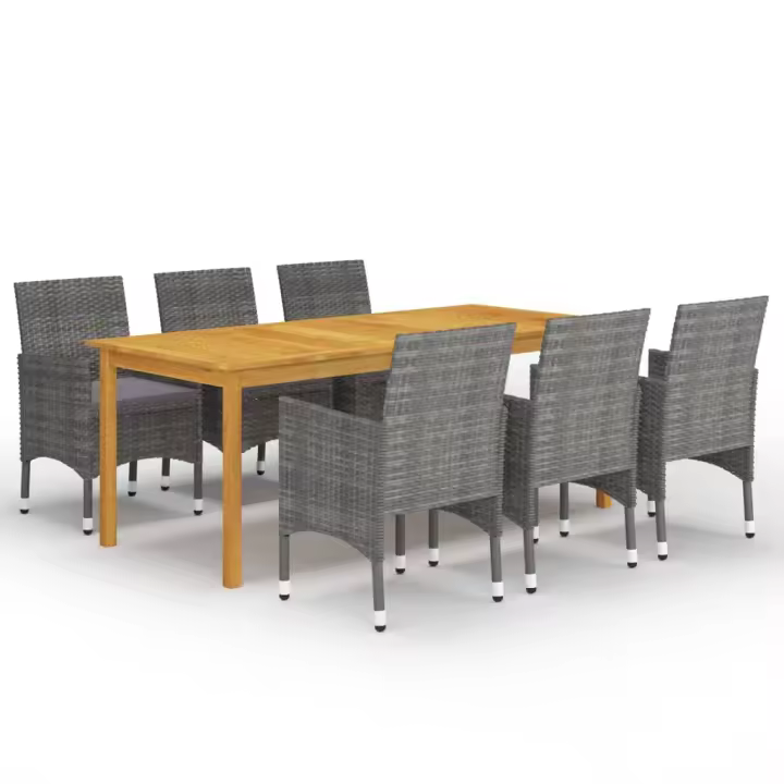 vidaXL Juego de comedor de jardín de 7 piezas gris - 1