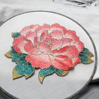 Parche Bordado De Pekín 1 Pieza 16.5*13.5cm Azul Rosa Verde Morado Para Vestido De Noche DIY Sin Pegamento Femenino Material Poliéster - details 3