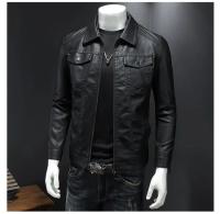 Chaqueta De Cuero Para Hombre Con Cuello En V Estilosa Y Acolchada Impermeable Para Motocicleta Y Trabajo Estilo De Invierno Gruesa Y Justa - details 5