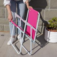ARISE SHOP-Silla de playa plegable, estructura metálica blanca y asiento de tela, ligera y resistente, máx. 100 kg, jardín, pesca, camping, 75 x 52 x 44 cm, color azul,verde limon,fucsia - details 4